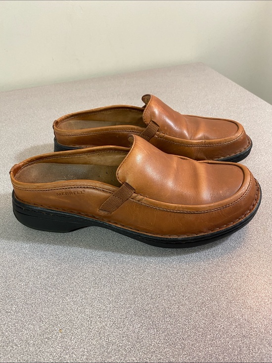 Merrell Shoes - Merrell Women's Cognac Leather Slip-On Clog Mules